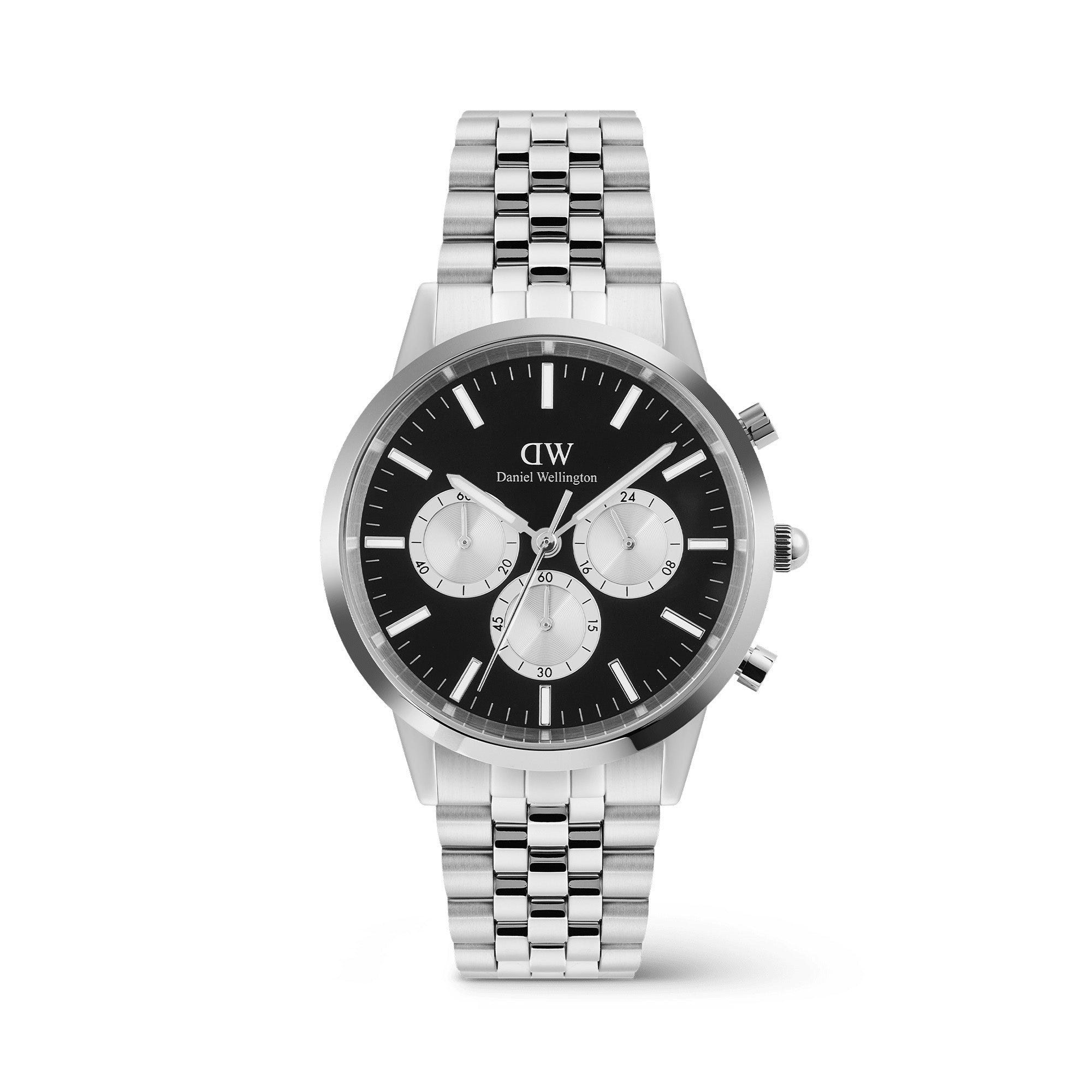Daniel Wellington Iconic Chronograph Arch 5-Link Onyx Panda Silver