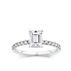 Everlasting 1.58ct TW Emerald Cut Lab-Grown Diamond Solitaire Pave Band Engagement Ring in 18ct White Gold