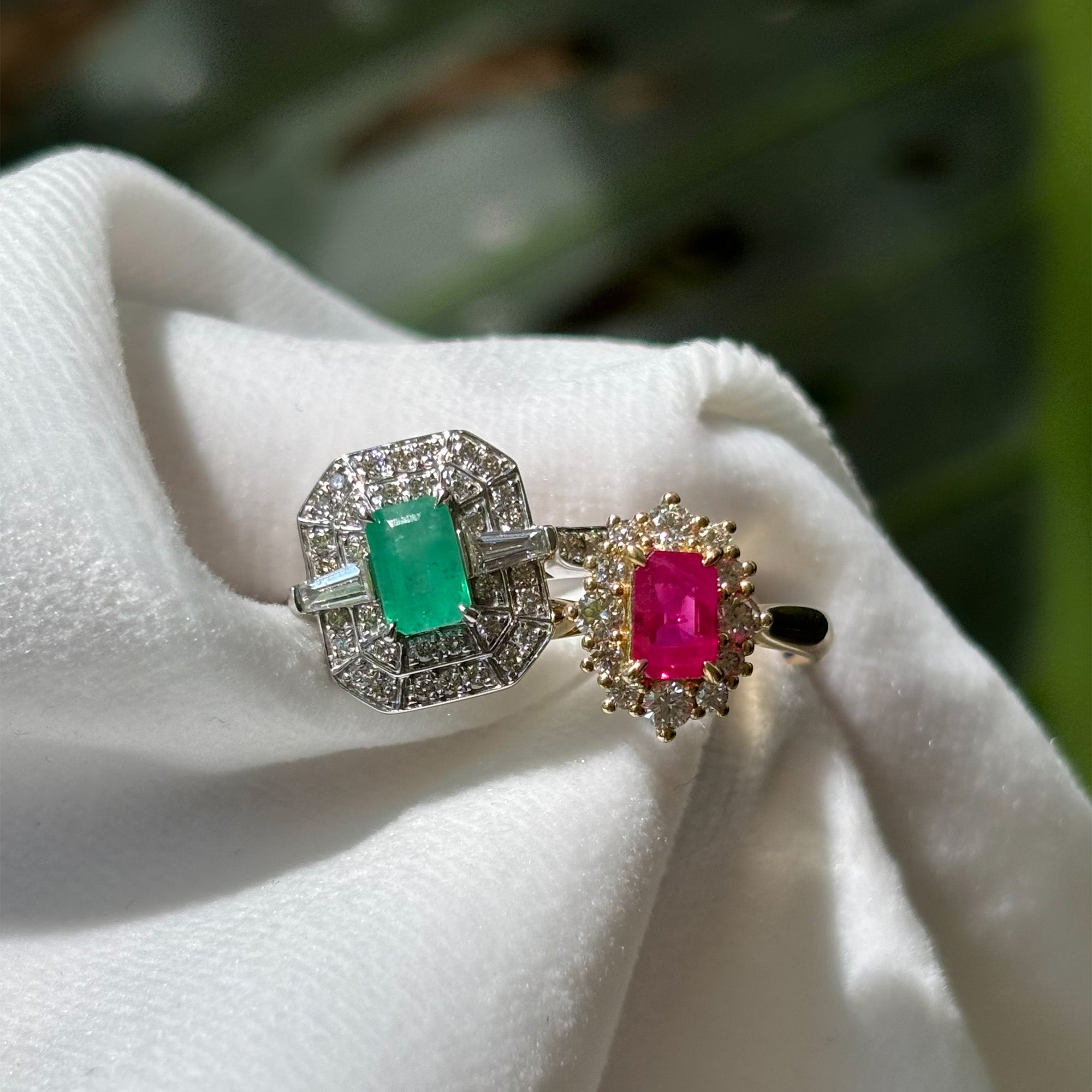 Two rings with gemstones
