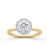 Everlasting 1.40ct TW Round Brilliant Lab-Grown Diamond Classic Halo Engagement Ring in 18ct Yellow and White Gold