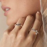 Everlasting Promise 0.50ct TW Asymmetrical Oval and Marquise Lab-Grown Diamond Curved Ring Set in 9ct Yellow Gold