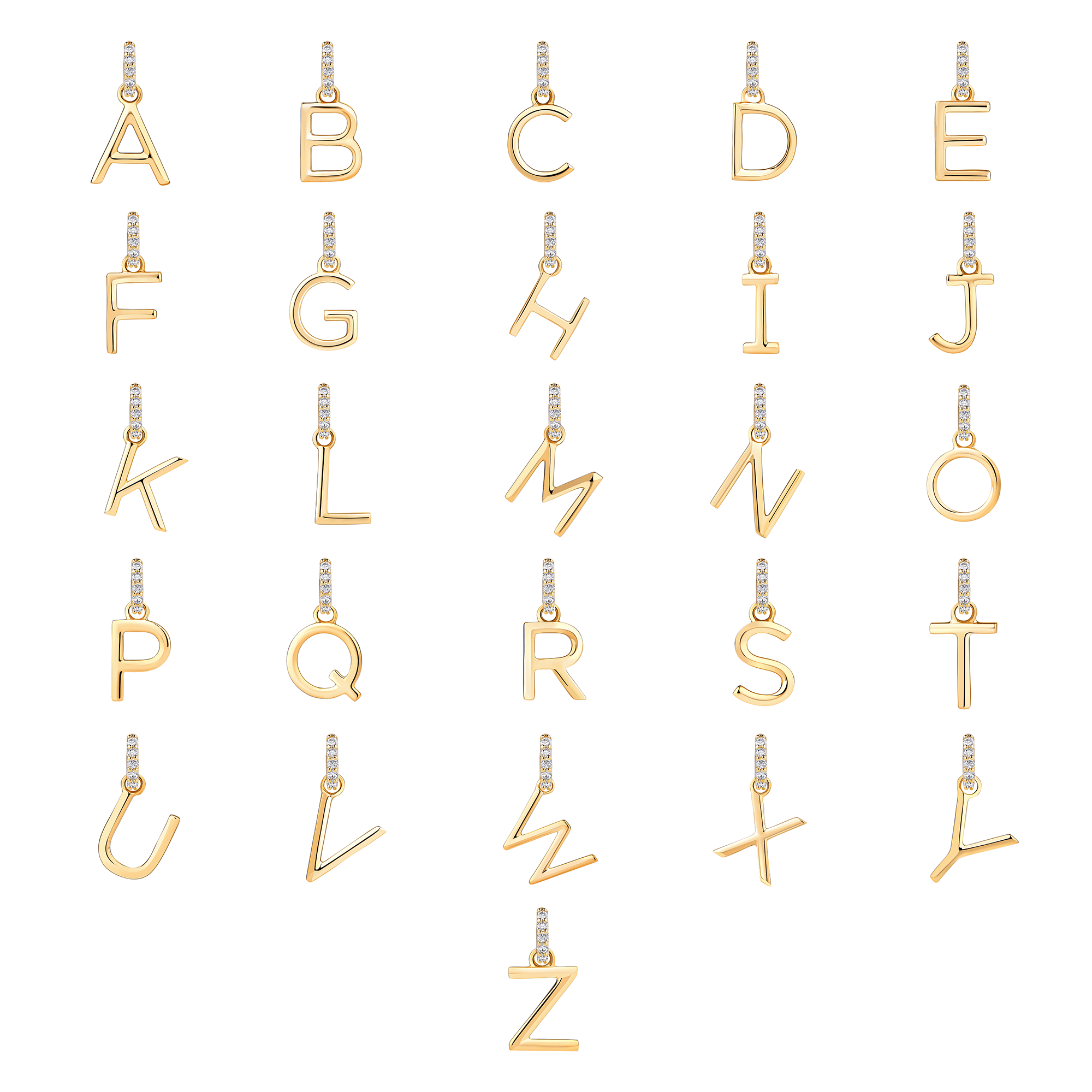 9ct Gold Diamond Bail Initial Pendant Personalised Jewellery