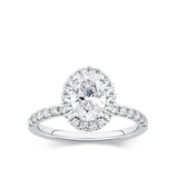 Everlasting 1.79ct TW Oval Lab-Grown Diamond Classic Halo Pave Band Engagement Ring in 18ct White Gold