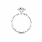 Everlasting 1.79ct TW Pear Lab-Grown Diamond Classic Halo Pave Band Engagement Ring in 18ct White Gold