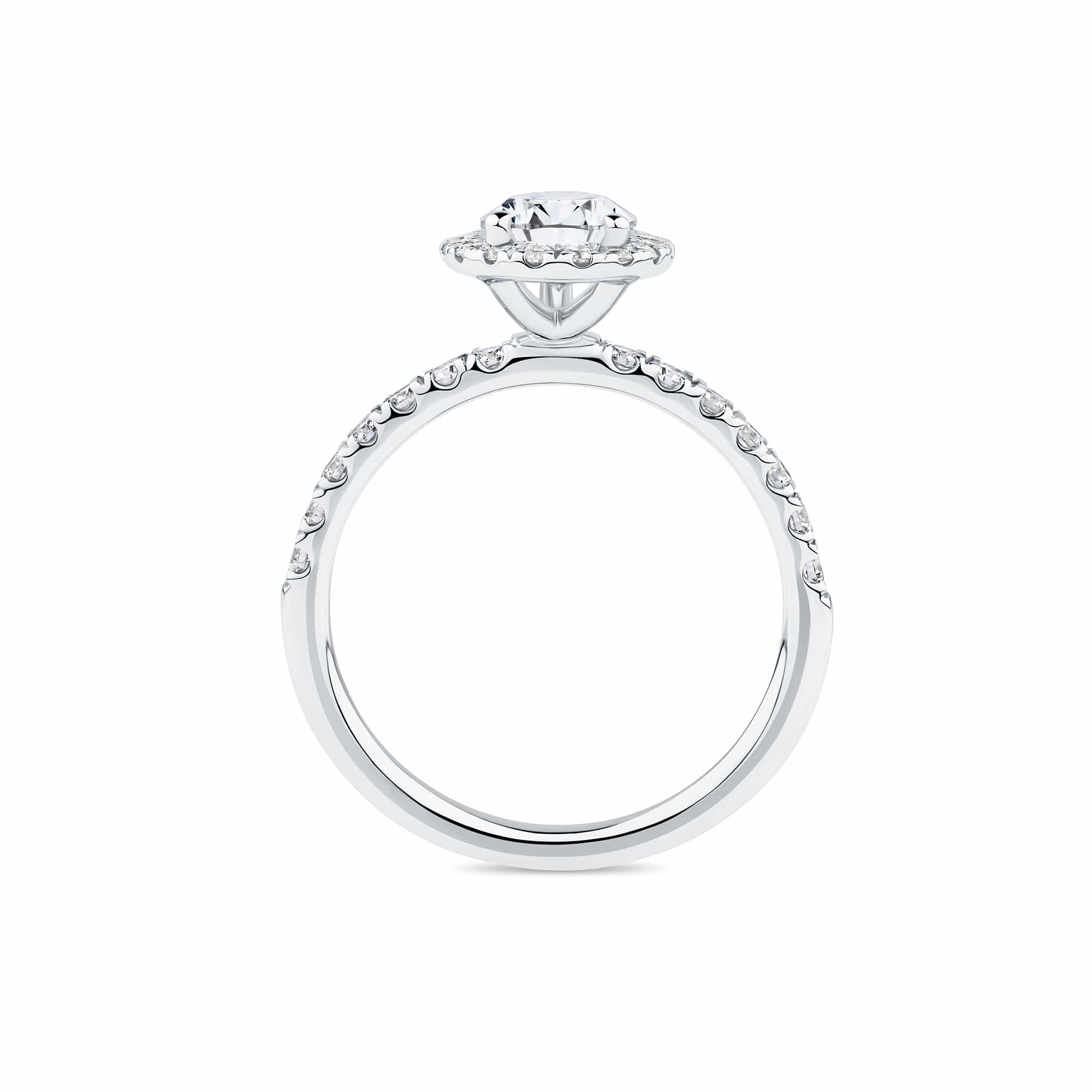 Everlasting 1.79ct TW Pear Lab-Grown Diamond Classic Halo Pave Band Engagement Ring in 18ct White Gold