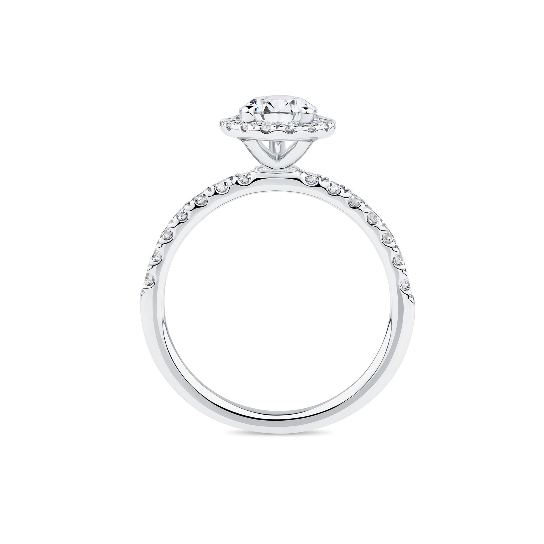 Everlasting 1.79ct TW Pear Lab-Grown Diamond Classic Halo Pave Band Engagement Ring in 18ct White Gold