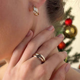 Three Tone Russian Band Ring in 9ct Yellow, White & Rose Gold