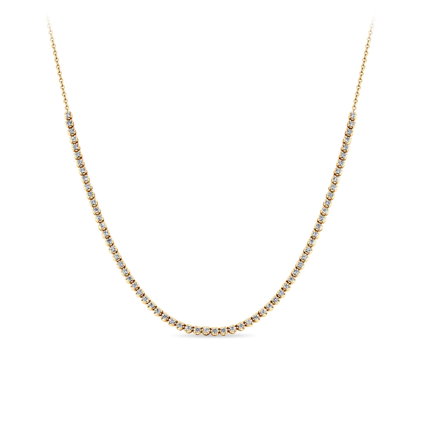 1.00ct TW Lab-Grown Half Diamond Tennis Necklace in 9ct Yellow Gold