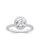 Everlasting 1.79ct TW Round Brilliant Lab-Grown Diamond Classic Halo Pave Band Engagement Ring in 18ct White Gold