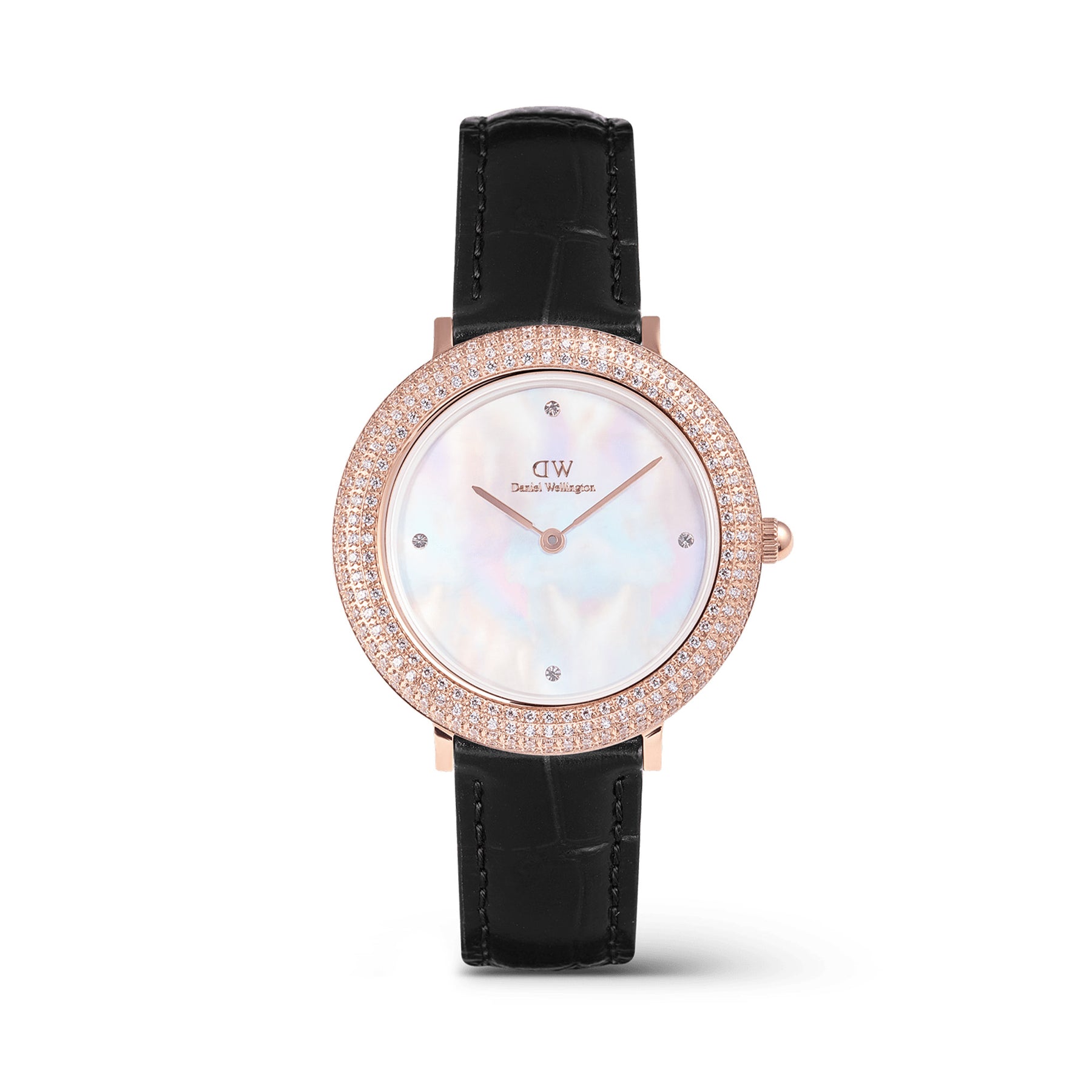 Daniel Wellington Crystalline Bezel Black Croc Rose Gold Watch