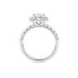 Everlasting 2.45ct TW Oval Lab-Grown Diamond Floral Halo Pave Band Engagement Ring in 18ct White Gold