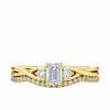 Everlasting Promise 0.60ct TW Emerald Cut Lab-Grown Diamond with Round Brilliant Side Accent Ring Set in 9ct Yellow Gold