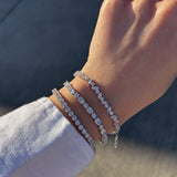 Cubic Zirconia Marquise & Round Cut Tennis Bracelet in Sterling Silver