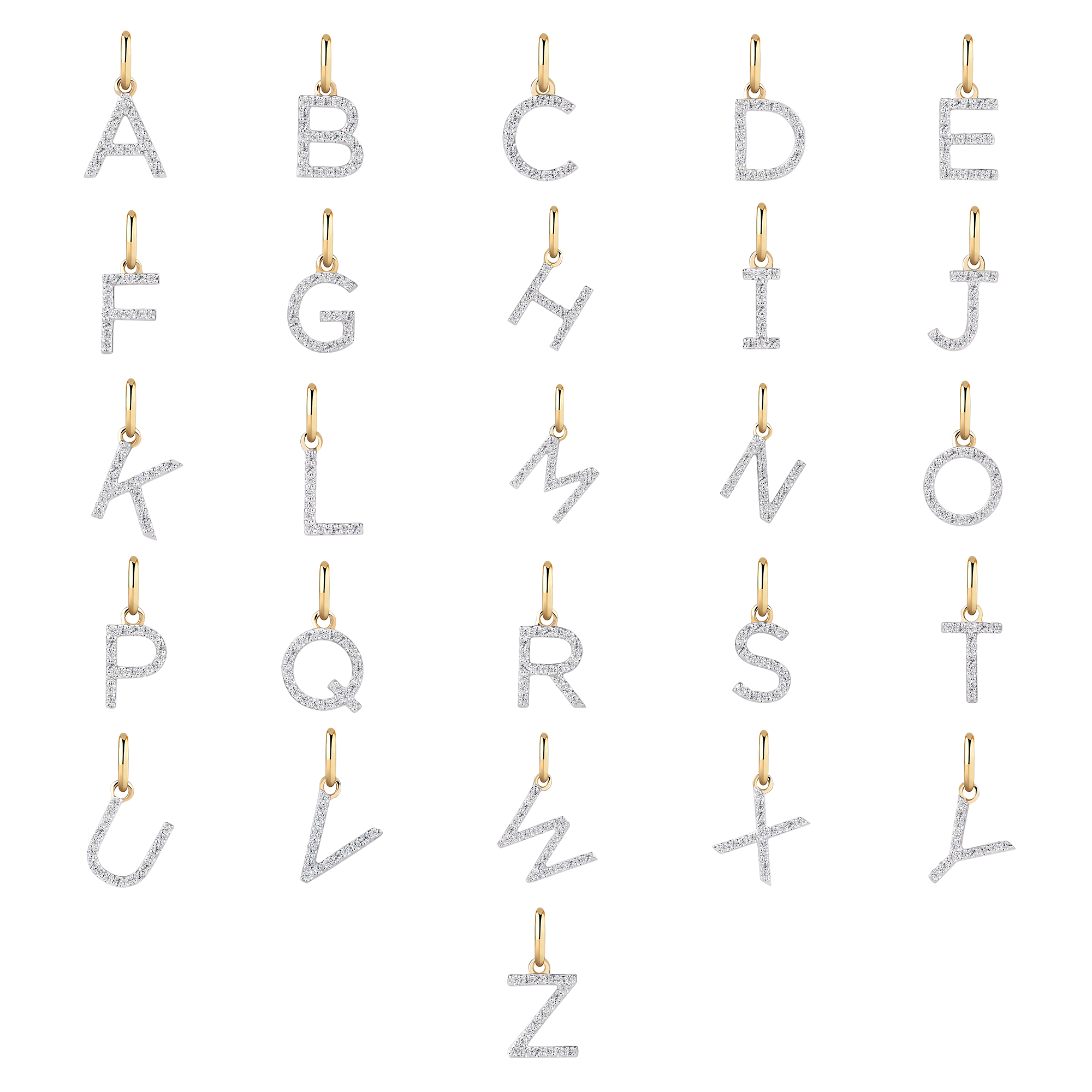 Initial Diamond Pendant in 9ct Yellow Gold