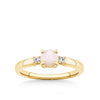 Solid Opal and Diamond Trilogy Ring in 9ct Yellow Gold