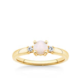 Solid Opal and Diamond Trilogy Ring in 9ct Yellow Gold