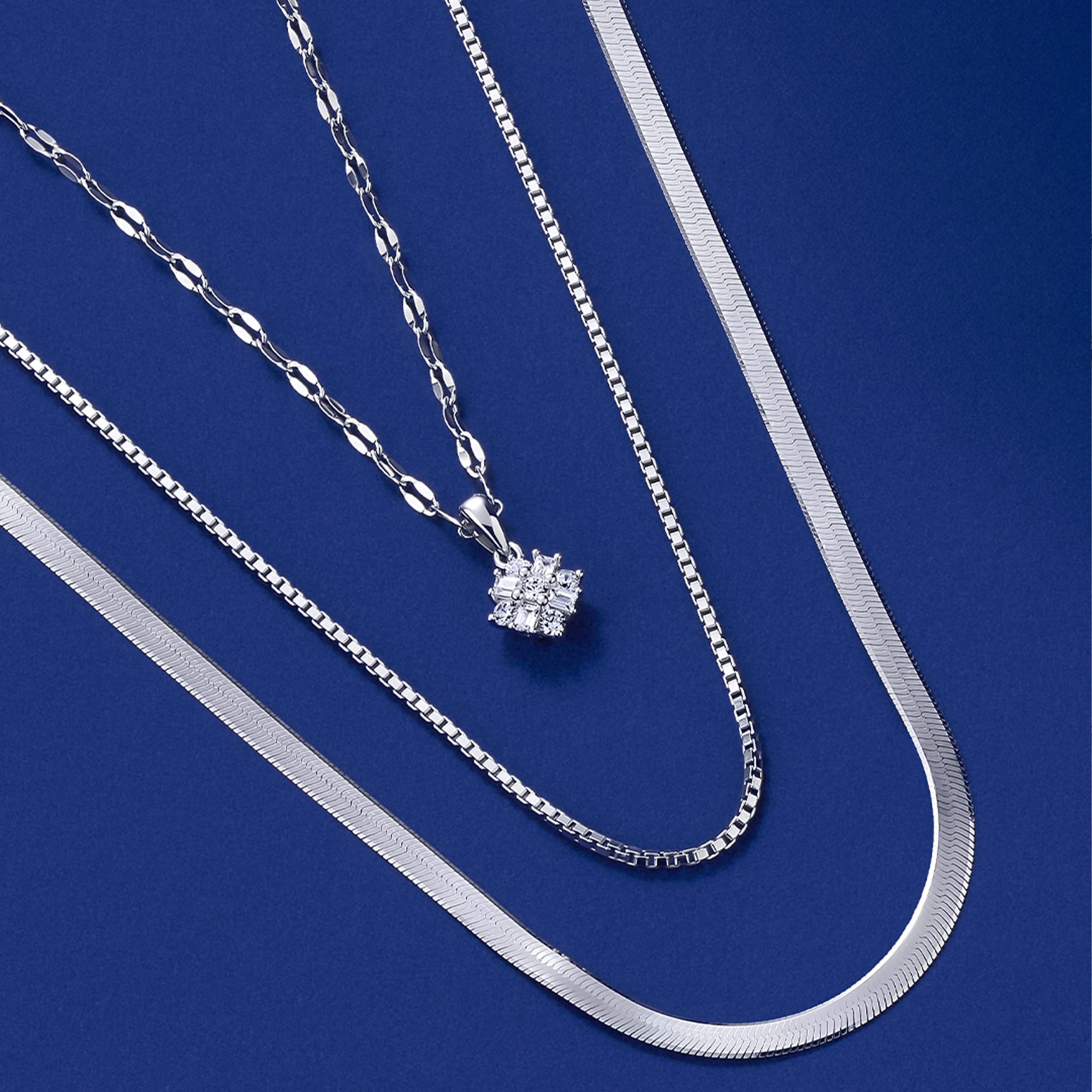 Cubic Zirconia Cluster Pendant in Sterling Silver