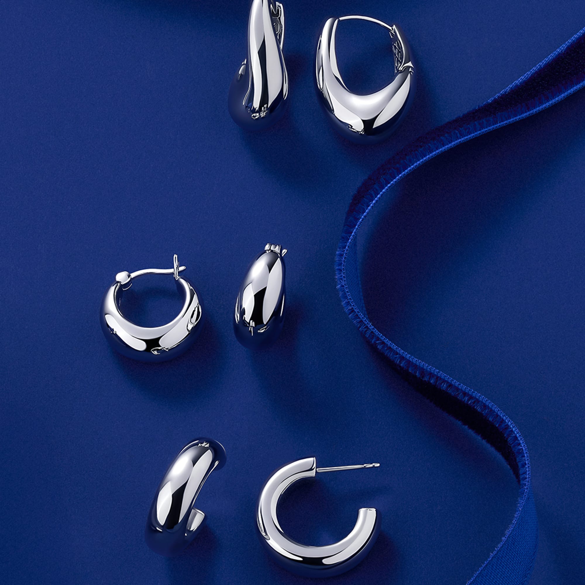 Large Round Hoop Earrings in Sterling Silver