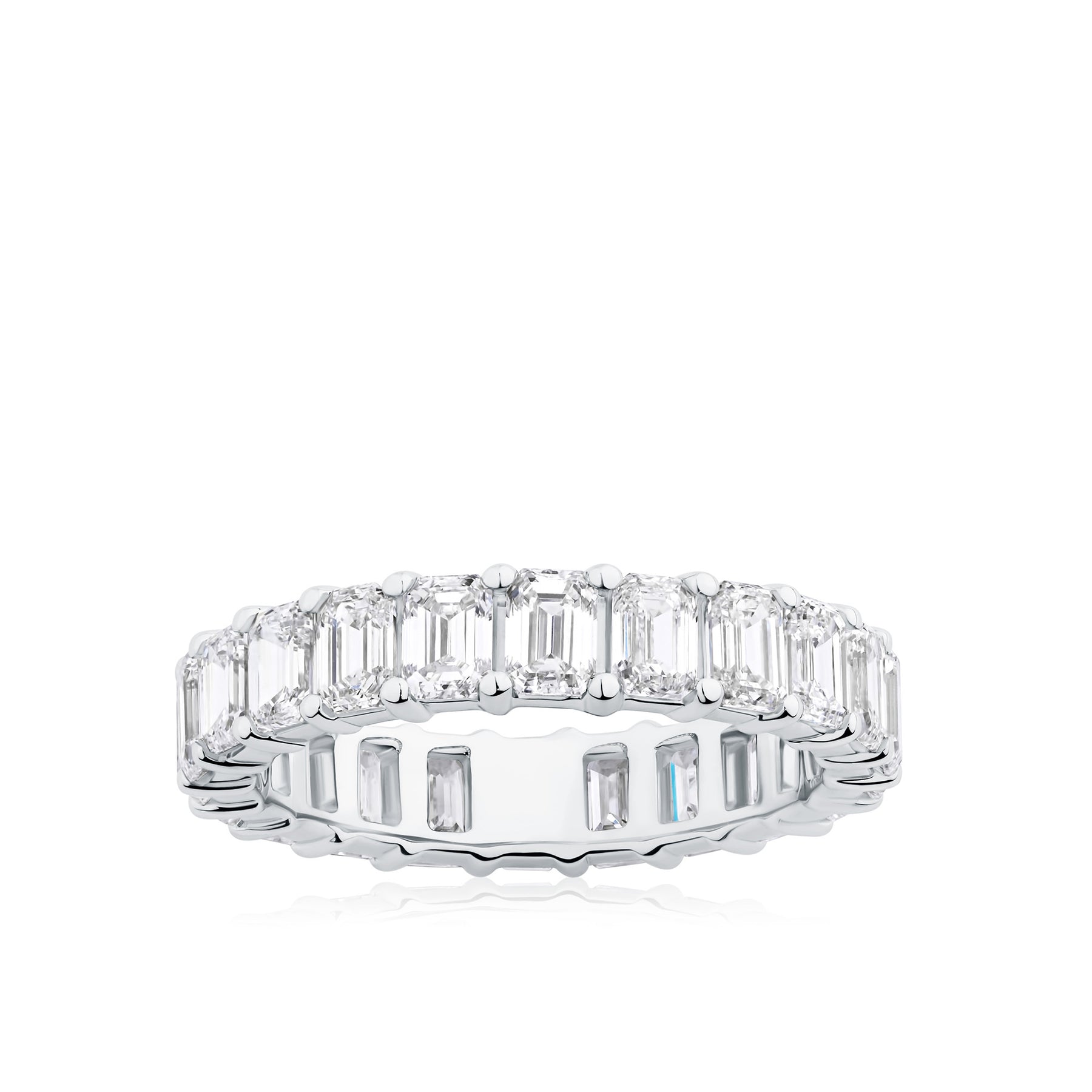 Everlasting 4.40ct TW Emerald Cut Lab-Grown Diamond Full Eternity Wedding Band in 18ct White Gold