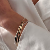 Three Tone Russian Bangle in 9ct Yellow, White & Rose Gold