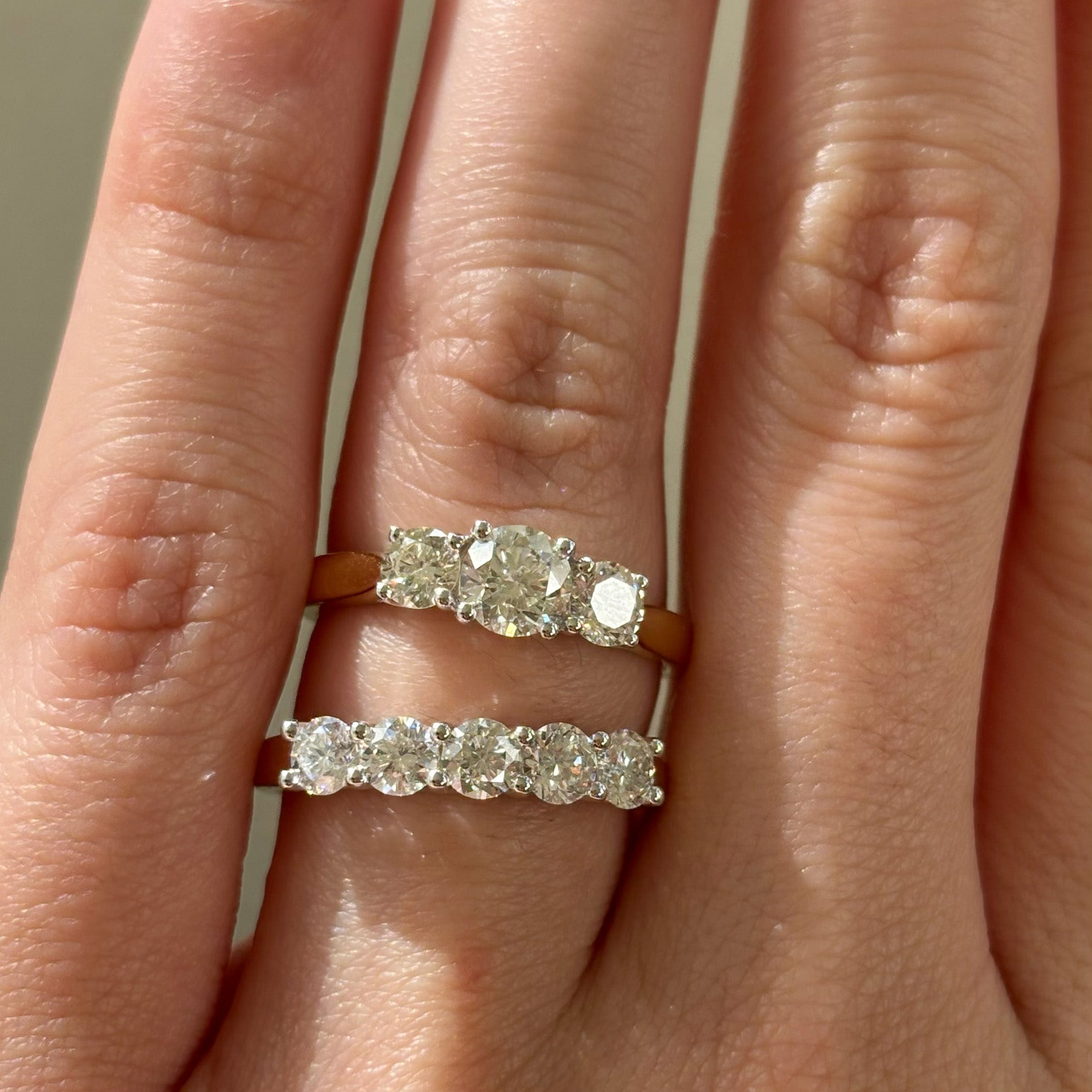 1.00ct TW Round Brilliant Cut Diamond Three Stone Engagement Ring in 18ct Yellow Gold