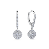 Everlasting 0.50ct TW Princess Lab-Grown Diamond Double Halo Drop Earrings in 9ct White Gold
