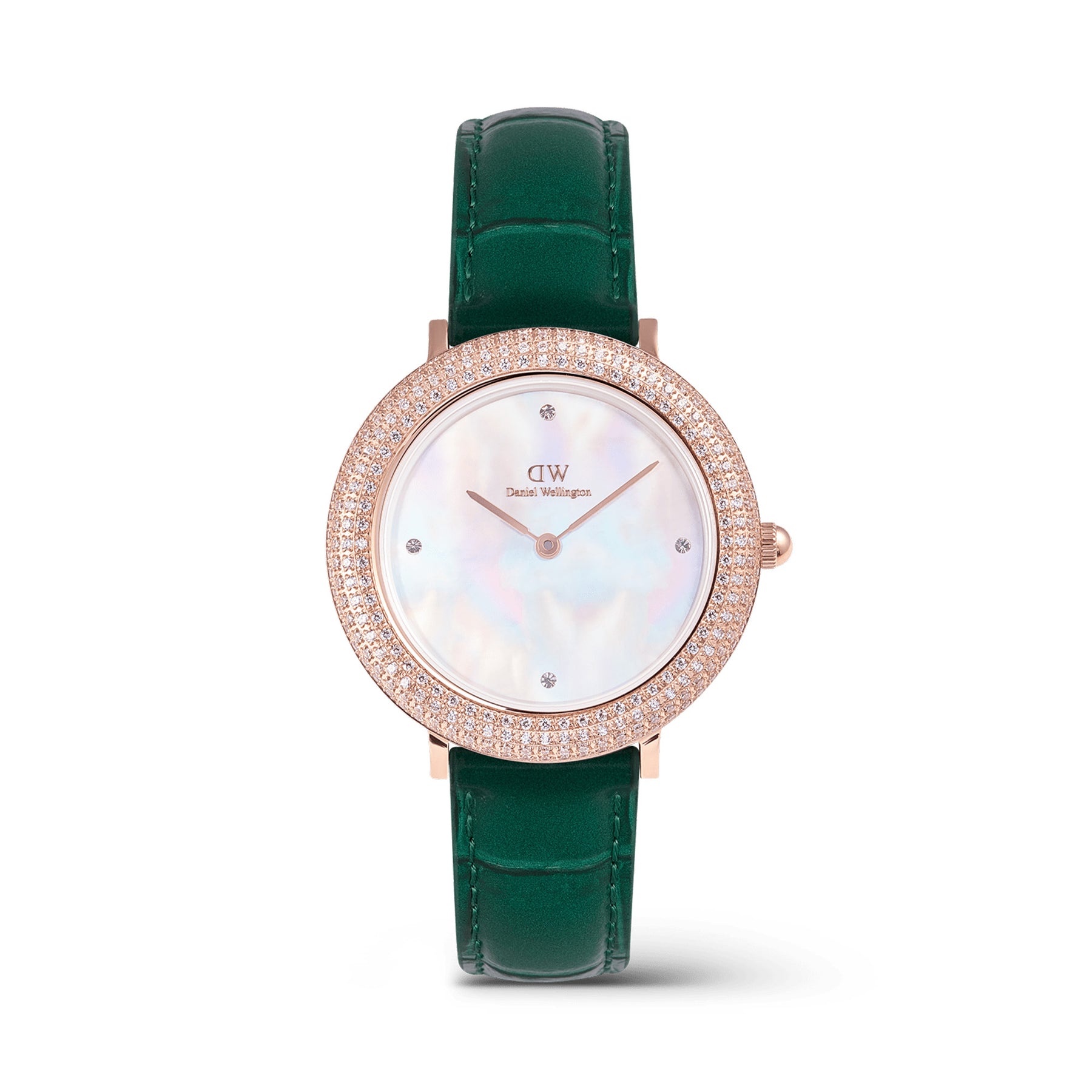 Daniel Wellington Crystalline Bezel Green Croc Rose Gold Watch