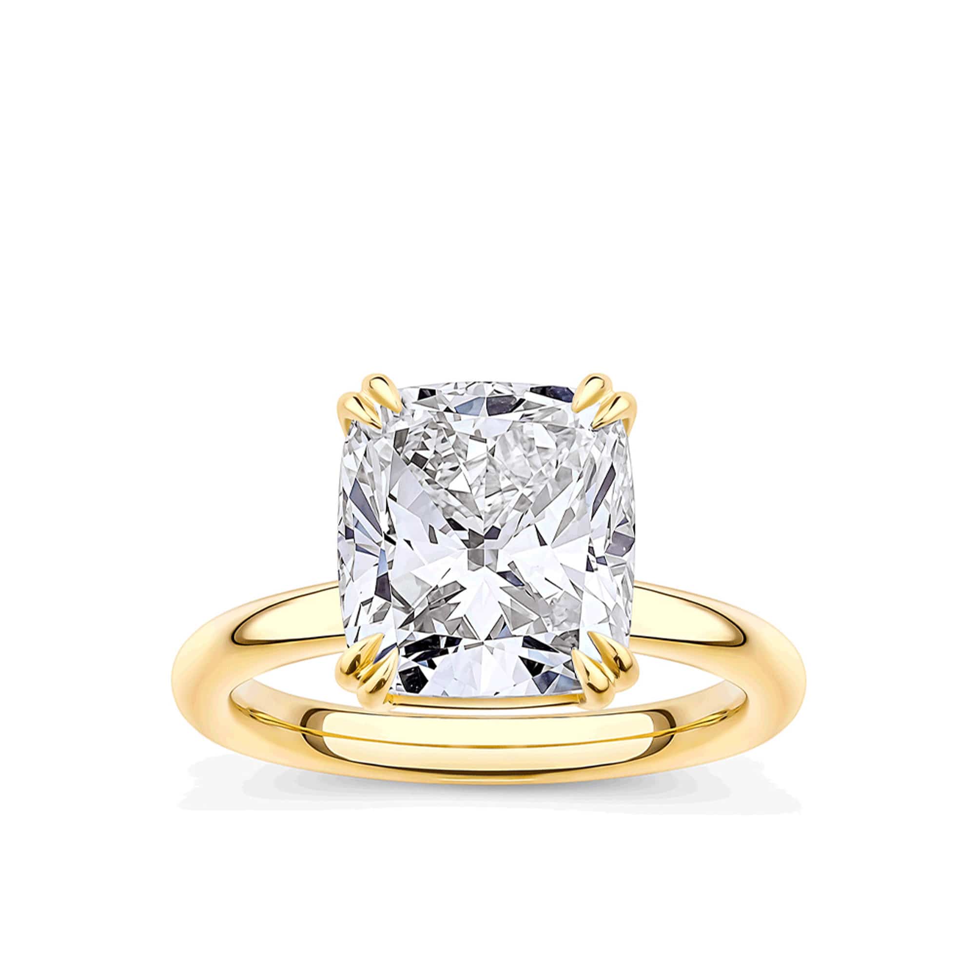 5.30ct Cushion Cut Diamond Solitaire Engagement Ring in 18ct Yellow Gold