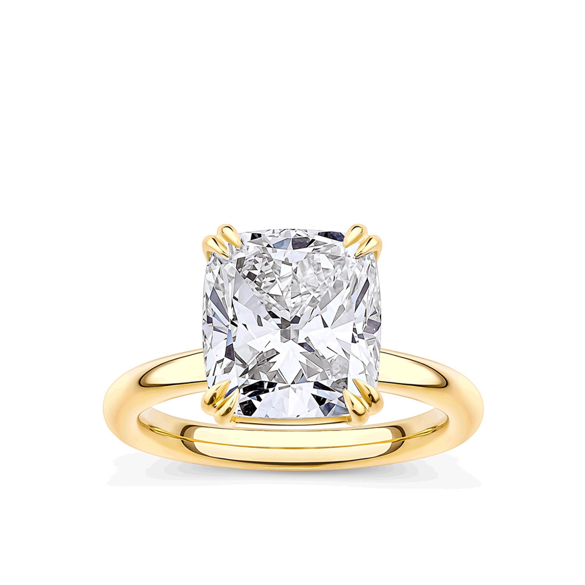 5.30ct Cushion Cut Diamond Solitaire Engagement Ring in 18ct Yellow Gold