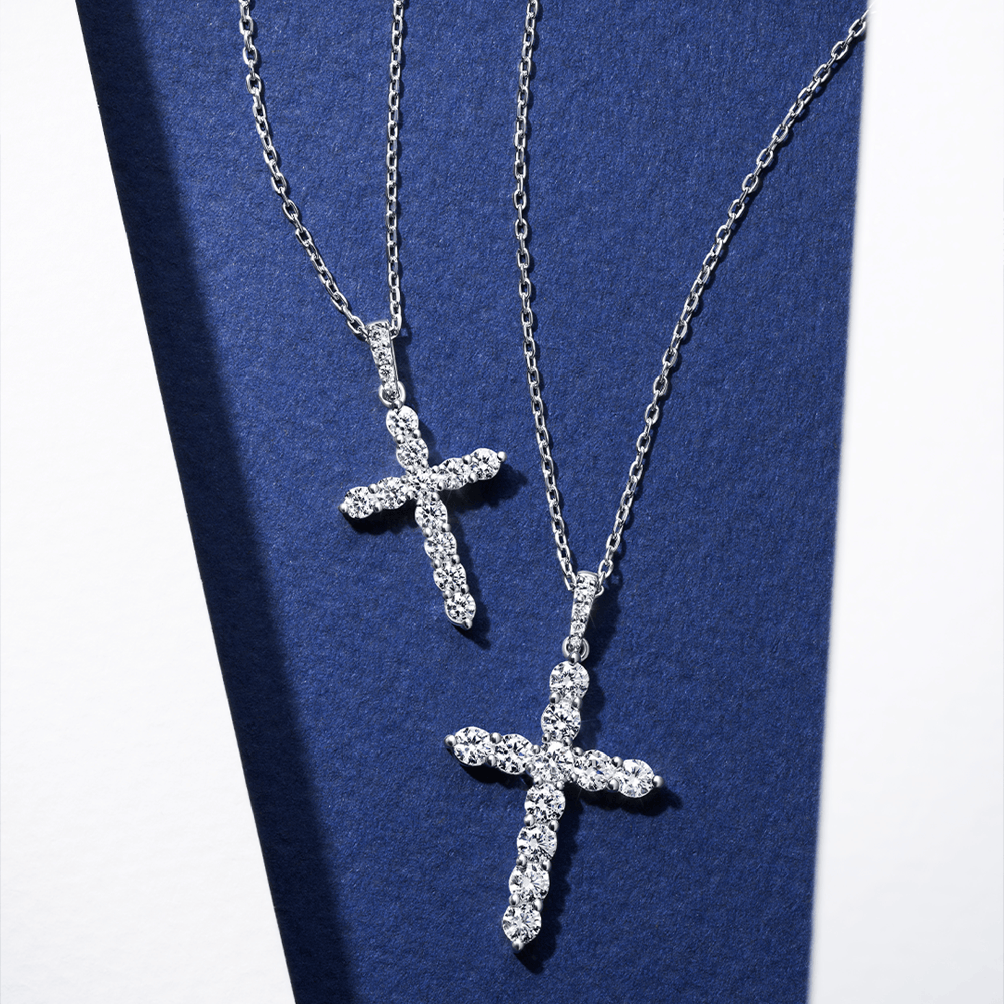 0.50ct TW Lab-Grown Diamond Cross Pendant with Chain in 9ct White Gold