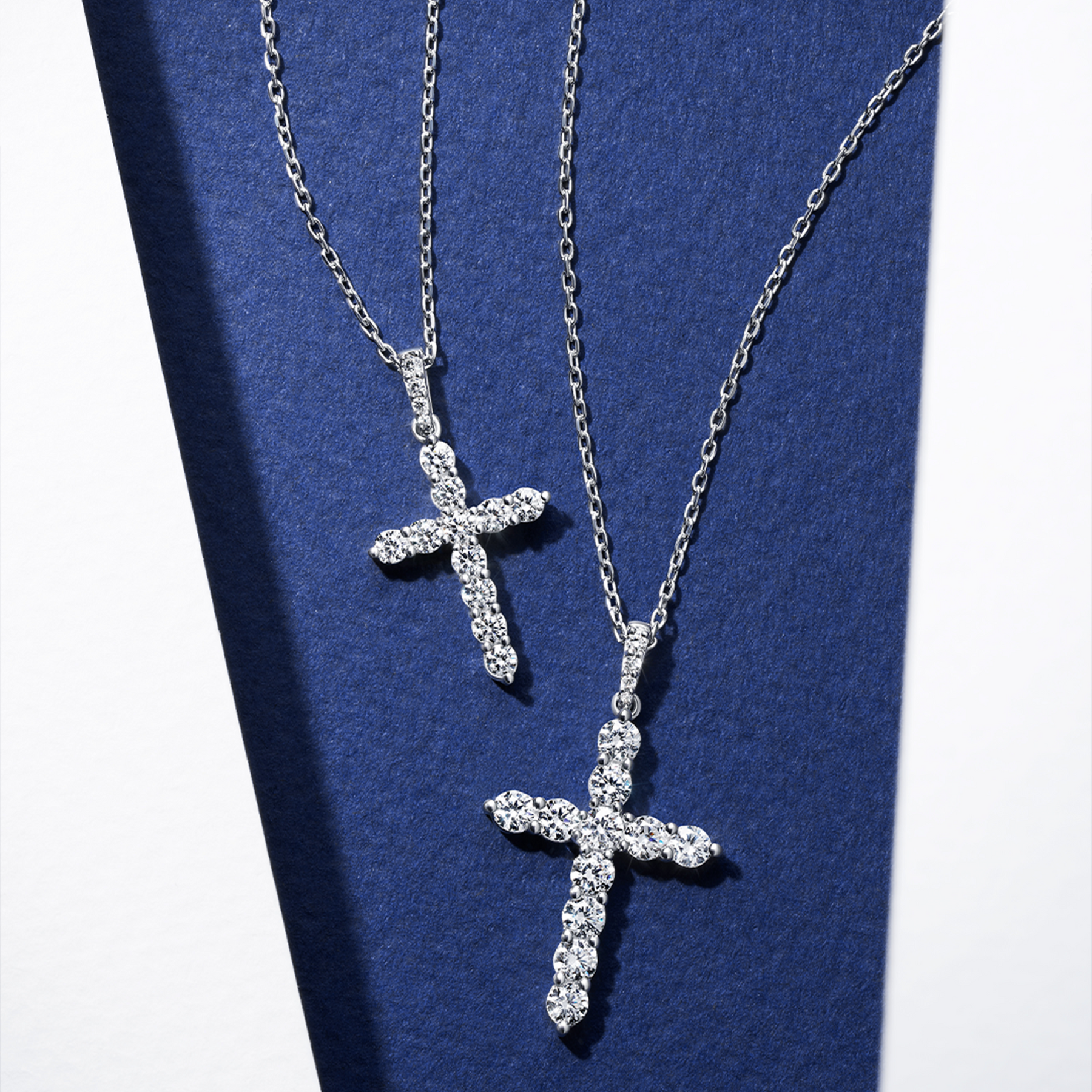 0.50ct TW Lab Grown Diamond Cross Pendant with Chain in 9ct White Gold