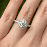 Everlasting 1.79ct TW Round Brilliant Lab-Grown Diamond Classic Halo Pave Band Engagement Ring in 18ct White Gold