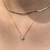 Round Cubic Zirconia Pendant in 9ct Yellow Gold