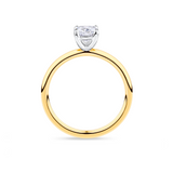 Everlasting 1.00ct TW Long Cushion Lab-Grown Diamond Solitaire Engagement Ring in 18ct Yellow and White Gold
