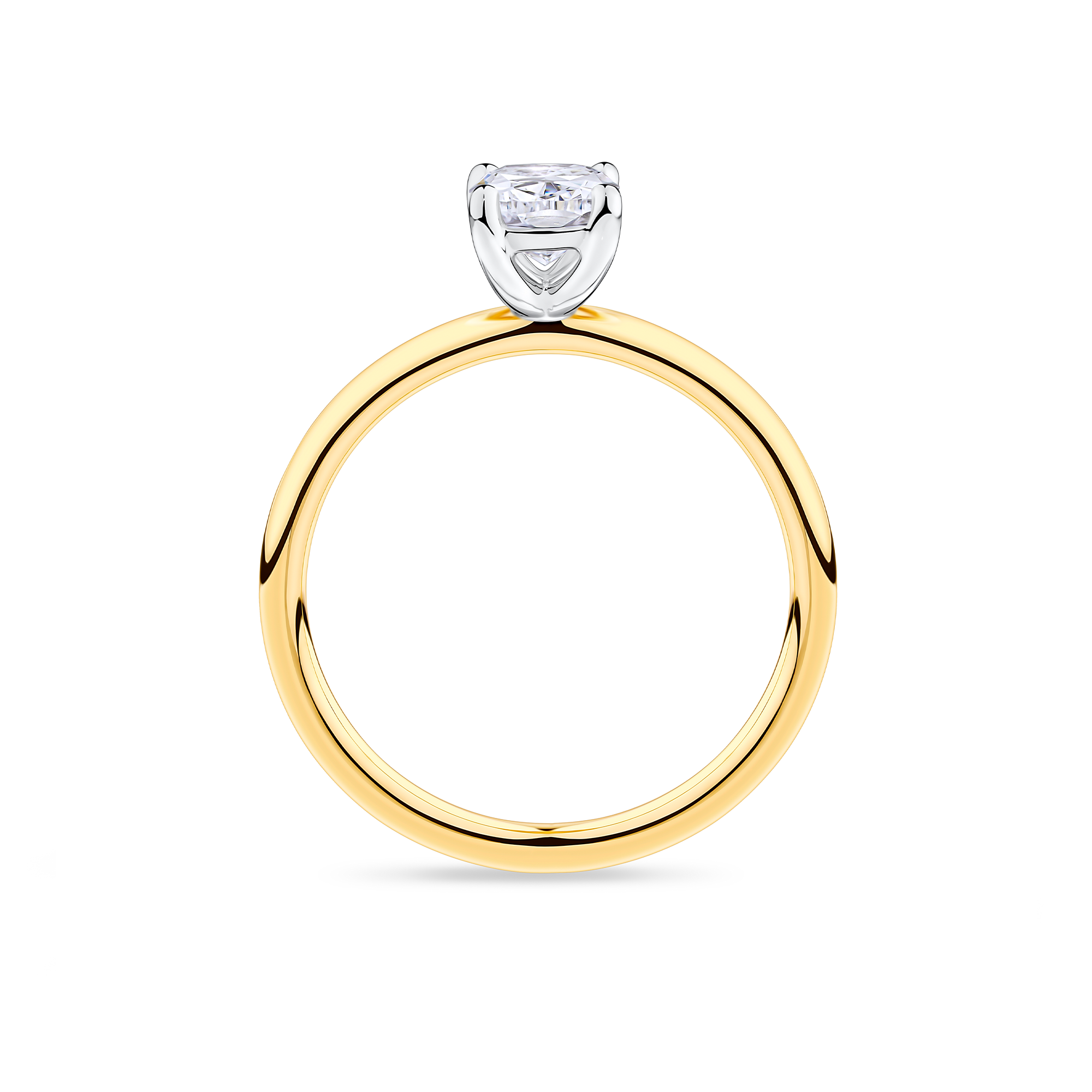 Everlasting 1.00ct TW Long Cushion Lab-Grown Diamond Solitaire Engagement Ring in 18ct Yellow and White Gold