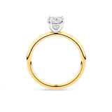 Everlasting 1.00ct TW Long Cushion Lab-Grown Diamond Solitaire Engagement Ring in 18ct Yellow and White Gold