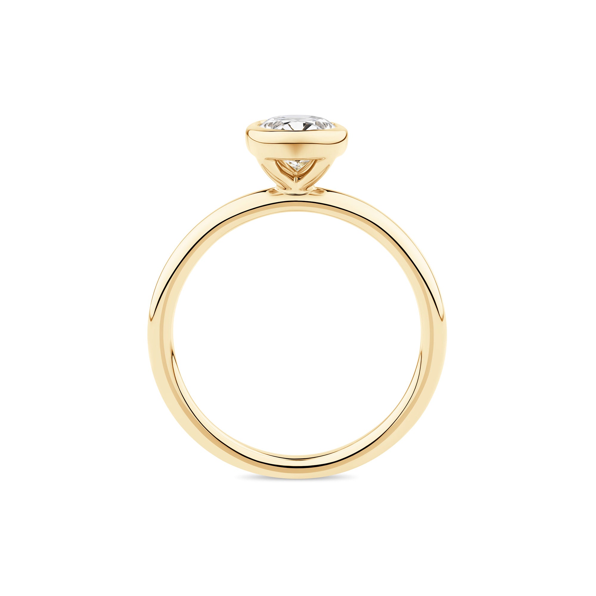 Everlasting 1.25ct TW Lab-Grown Diamond Oval Cut Bezel Set Solitaire Engagement Ring in 18ct Yellow Gold