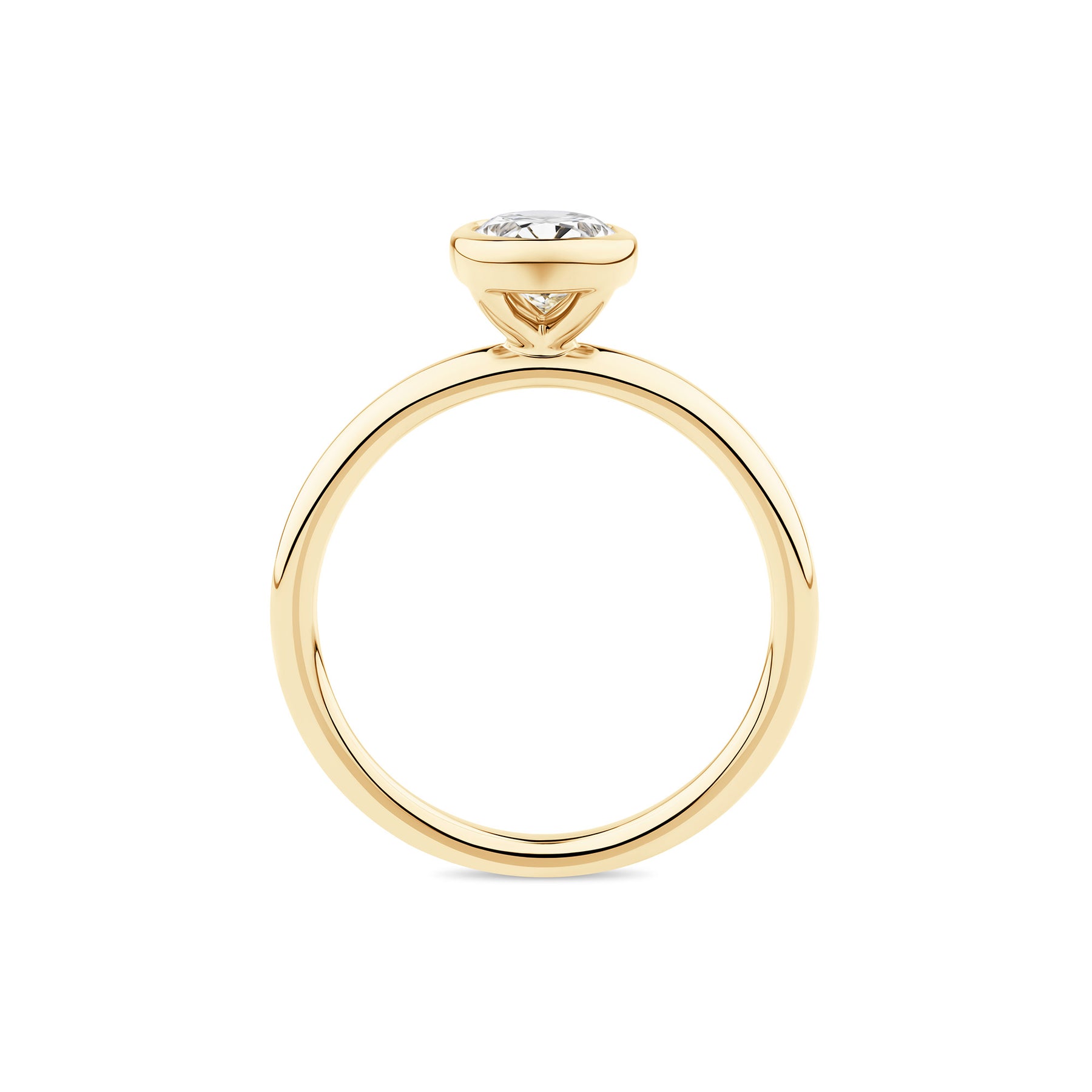 Everlasting 1.25ct TW Lab-Grown Diamond Oval Cut Bezel Set Solitaire Engagement Ring in 18ct Yellow Gold