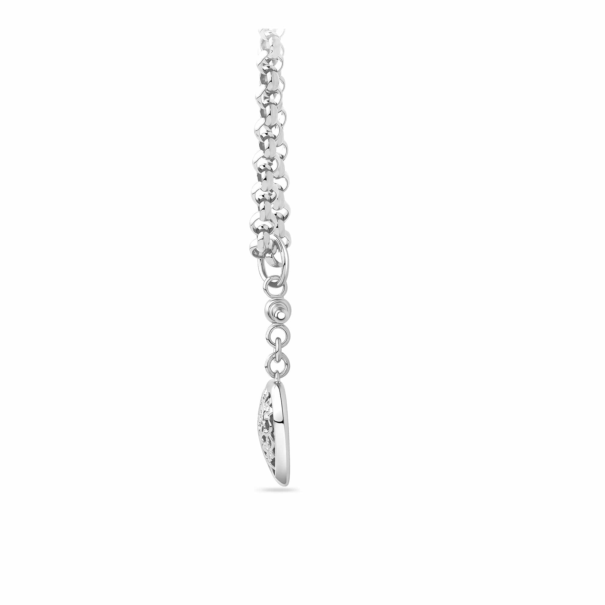 Fob Necklace with T-Bar and Filigree Heart in Sterling Silver