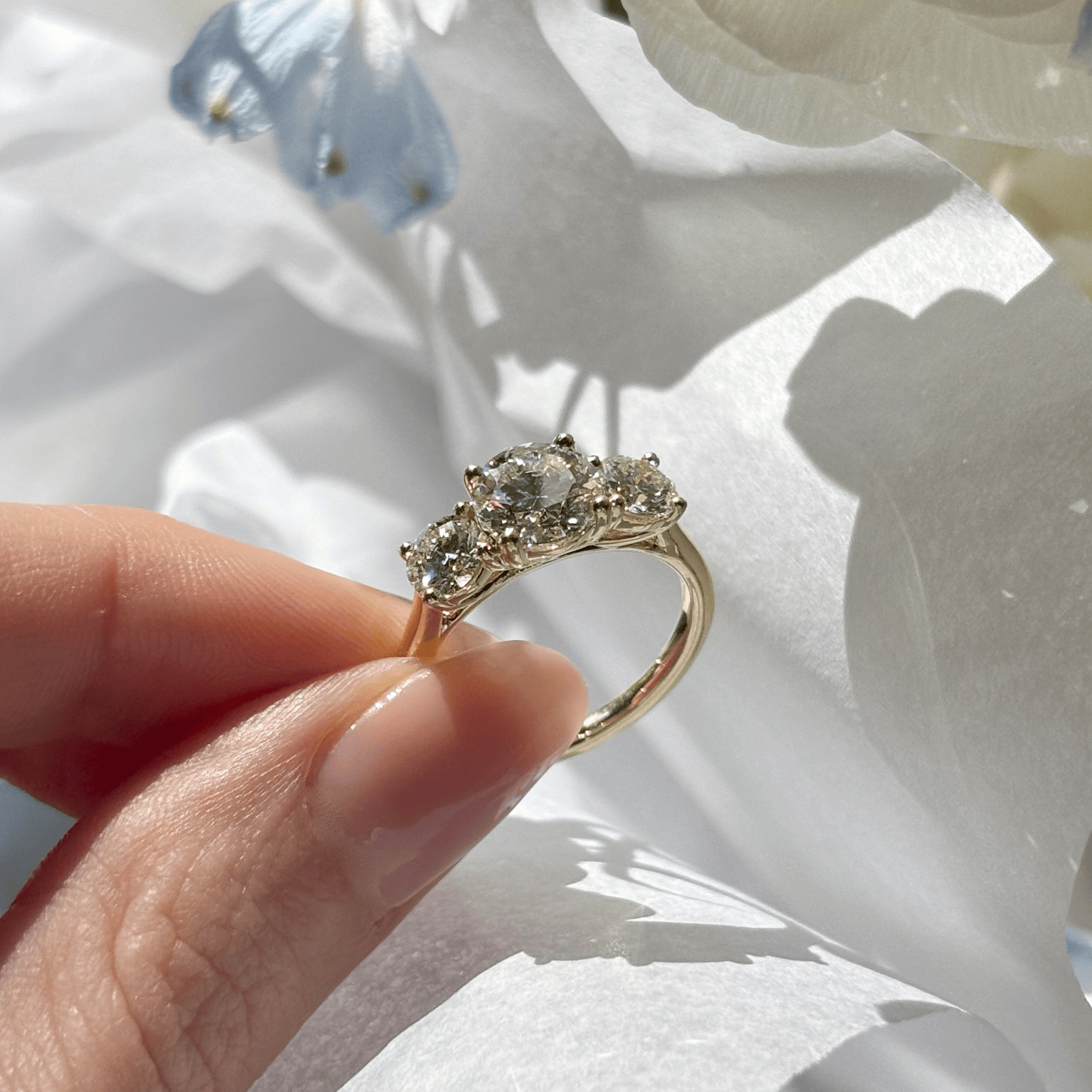 Everlasting 2.50ct TW Round Brilliant Trilogy Lab-Grown Diamond Engagement Ring in 18ct Yellow Gold