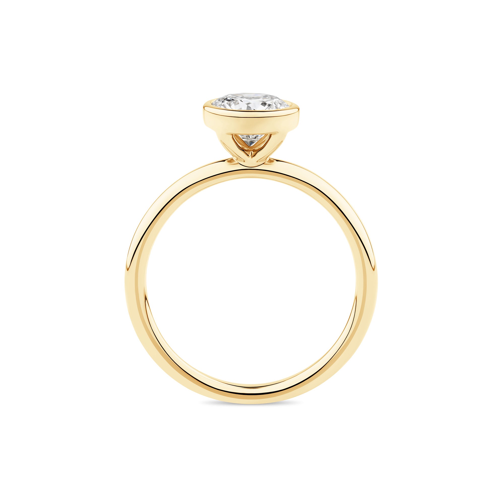 Everlasting 1.25ct TW Round Brilliant Lab-Grown Diamond Bezel Set Solitaire Engagement Ring in 18ct Yellow Gold