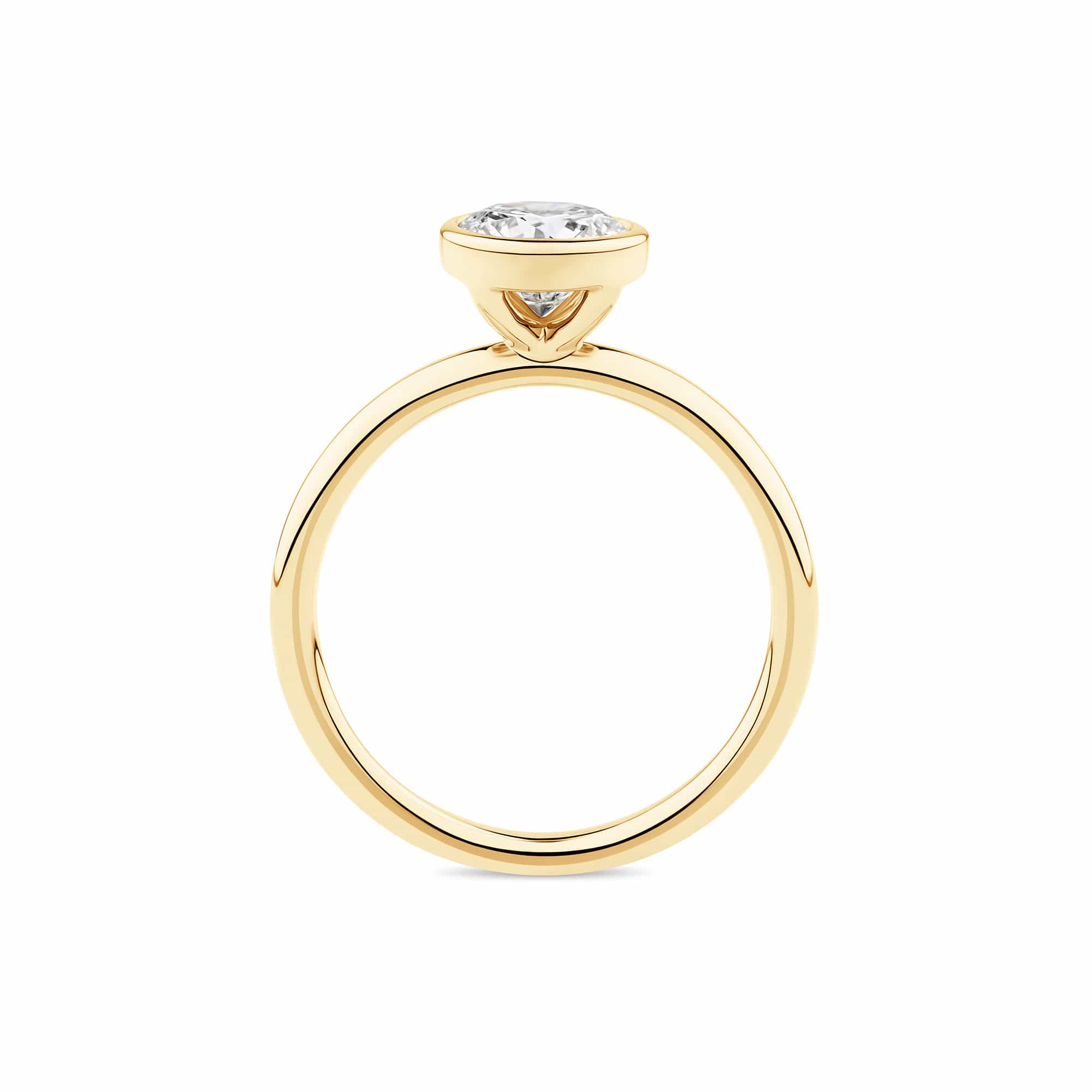 Everlasting 1.25ct TW Round Brilliant Lab-Grown Diamond Bezel Set Solitaire Engagement Ring in 18ct Yellow Gold