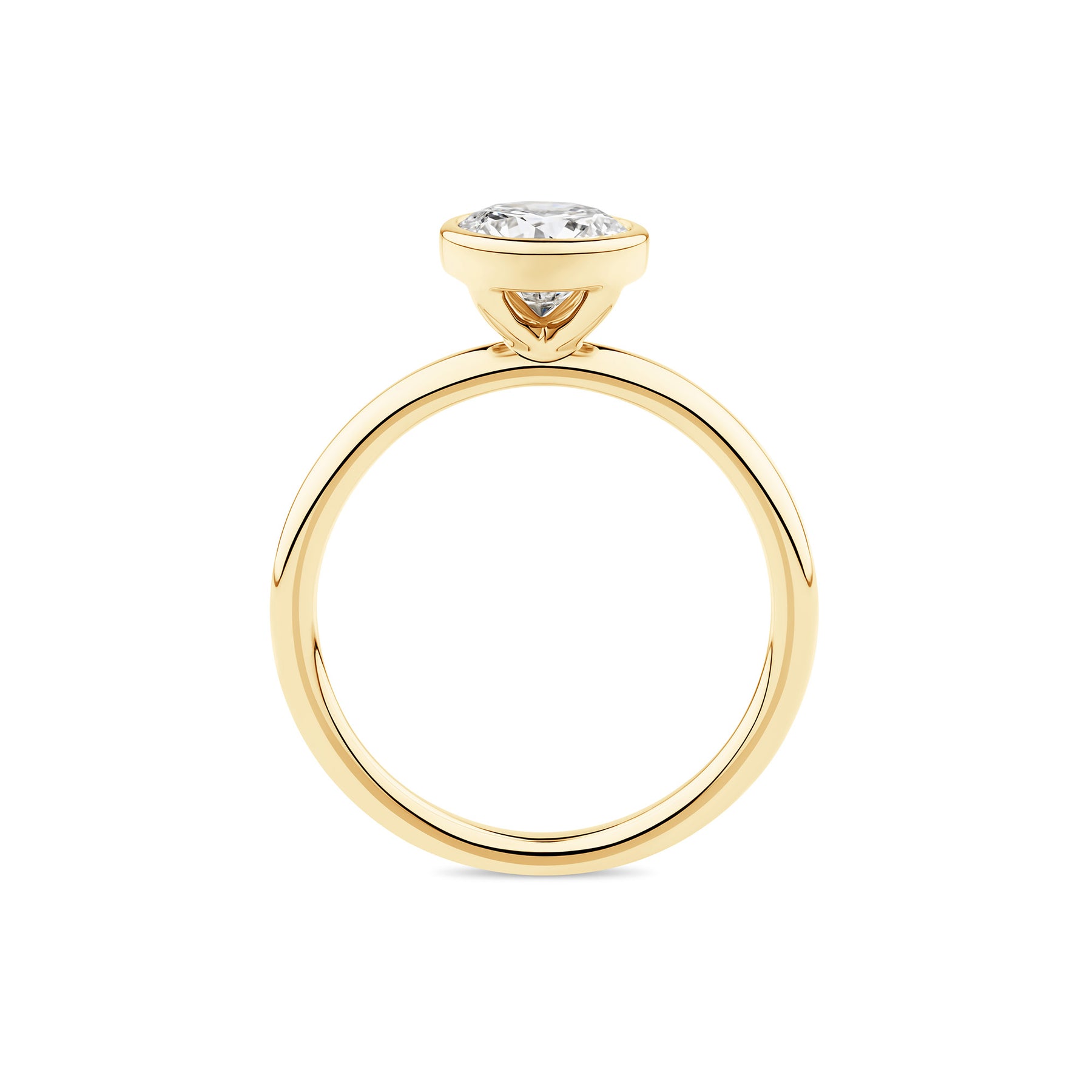 Everlasting 1.25ct TW Round Brilliant Lab-Grown Diamond Bezel Set Solitaire Engagement Ring in 18ct Yellow Gold