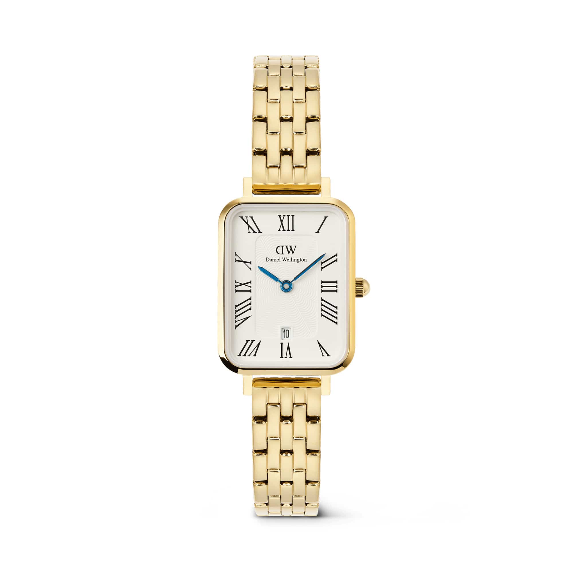Daniel Wellington QuadroRoman Numerals Date 5-link Gold