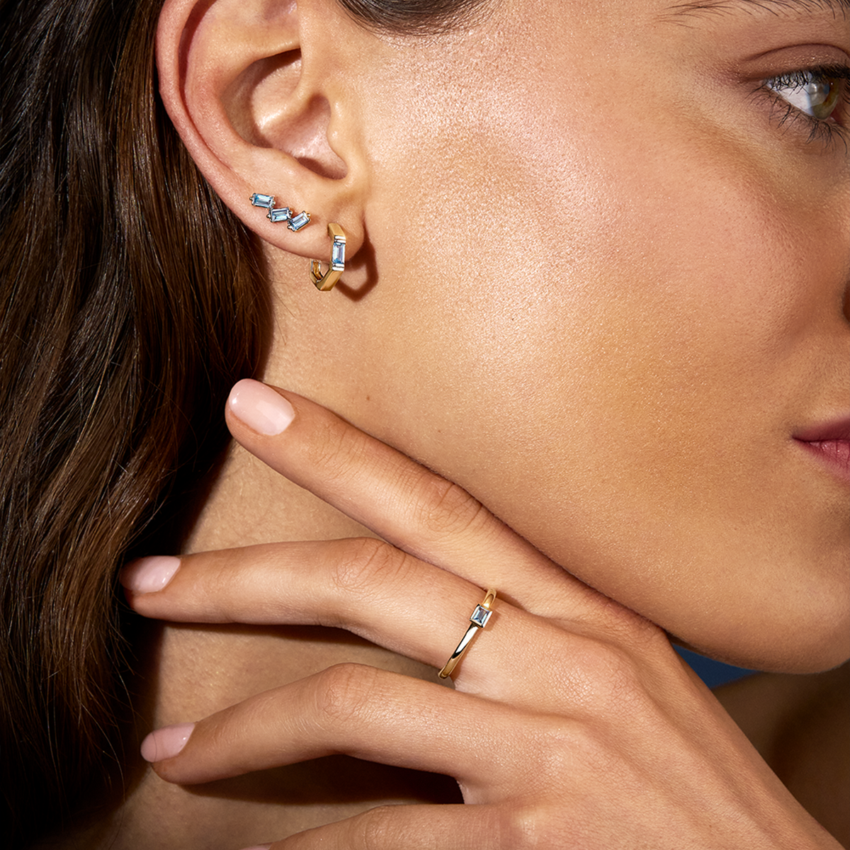 Blue Topaz Bezel Ring in 9ct Yellow Gold