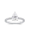 Everlasting 1.58ct TW Pear Lab-Grown Diamond Solitaire Pave Band Engagement Ring in 18ct White Gold
