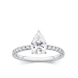 Everlasting 1.58ct TW Pear Lab-Grown Diamond Solitaire Pave Band Engagement Ring in 18ct White Gold