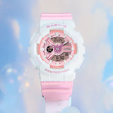 Casio Baby-G Analogue Digital Women's Watch BA110PD-4A on a girly cloud background