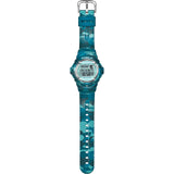 Full band view of the Casio BABY-G BG169CM-2D Digital Women's Watch, showing the teal camouflage resin band in its entirety. The band's durable, active-ready construction is visible.