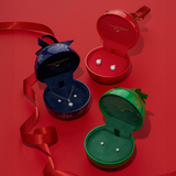 Freshwater Pearl & Cubic Zirconia Stud Earrings in Sterling Silver in Red Bauble